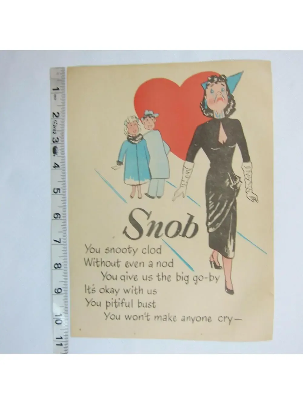 Vintage Vinegar Valentine Snob Penny Dreadful Sarcasm Insult Poem Ephemera 8x10